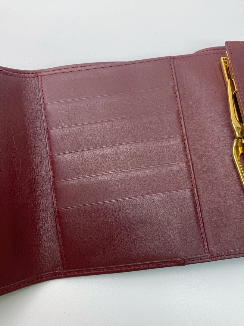 美品 Cartier カルティエ マストライン 三つ折り財布　がま口 ボルドー
