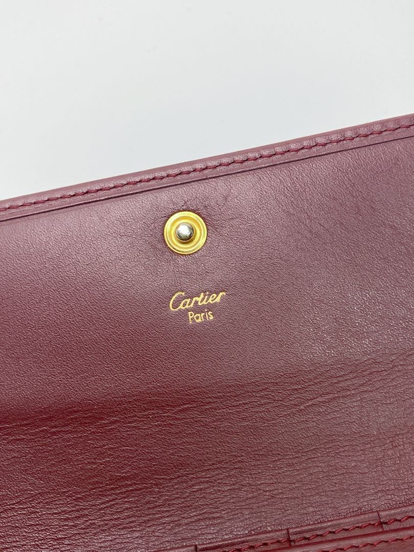 美品 Cartier カルティエ マストライン 三つ折り財布　がま口 ボルドー