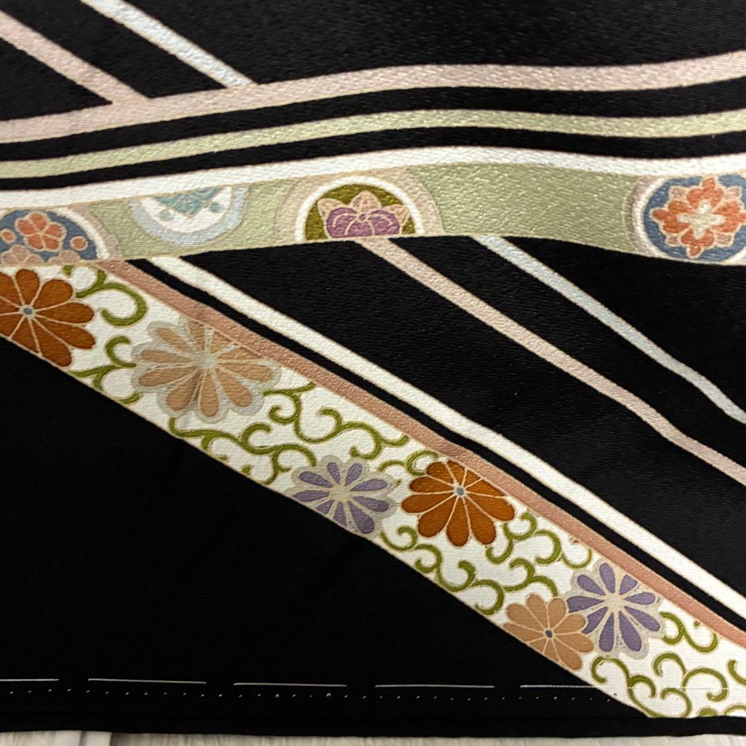 D70黒留袖 宝尽くし 金駒刺繍 菊唐花 正絹着物 袷 しつけ糸付き未使用極美品