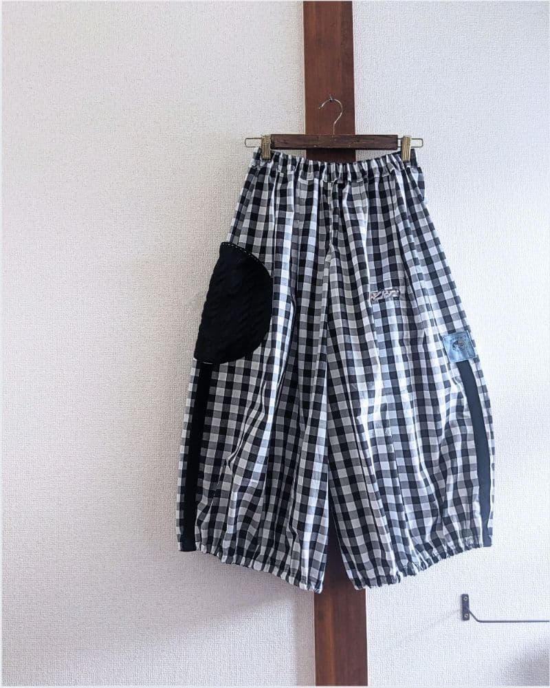 【リバティポケット】バルーンキュロット ギンガムチェック ゆったり ハンドメイド