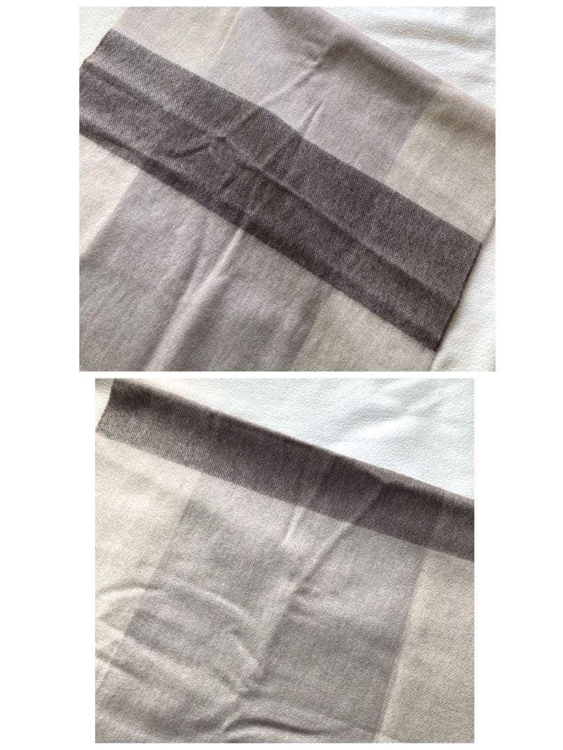 未使用タグ付　エルメス　切替　カシミヤ100 マフラー　グレージュ　箱・カード付