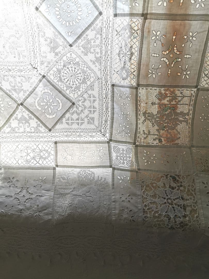 画像追加✛アンティーク 天使騎士フィレレース アイレット パッチワーク大判クロス
