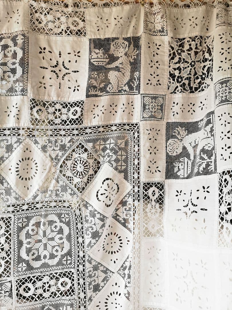 画像追加✛アンティーク 天使騎士フィレレース アイレット パッチワーク大判クロス