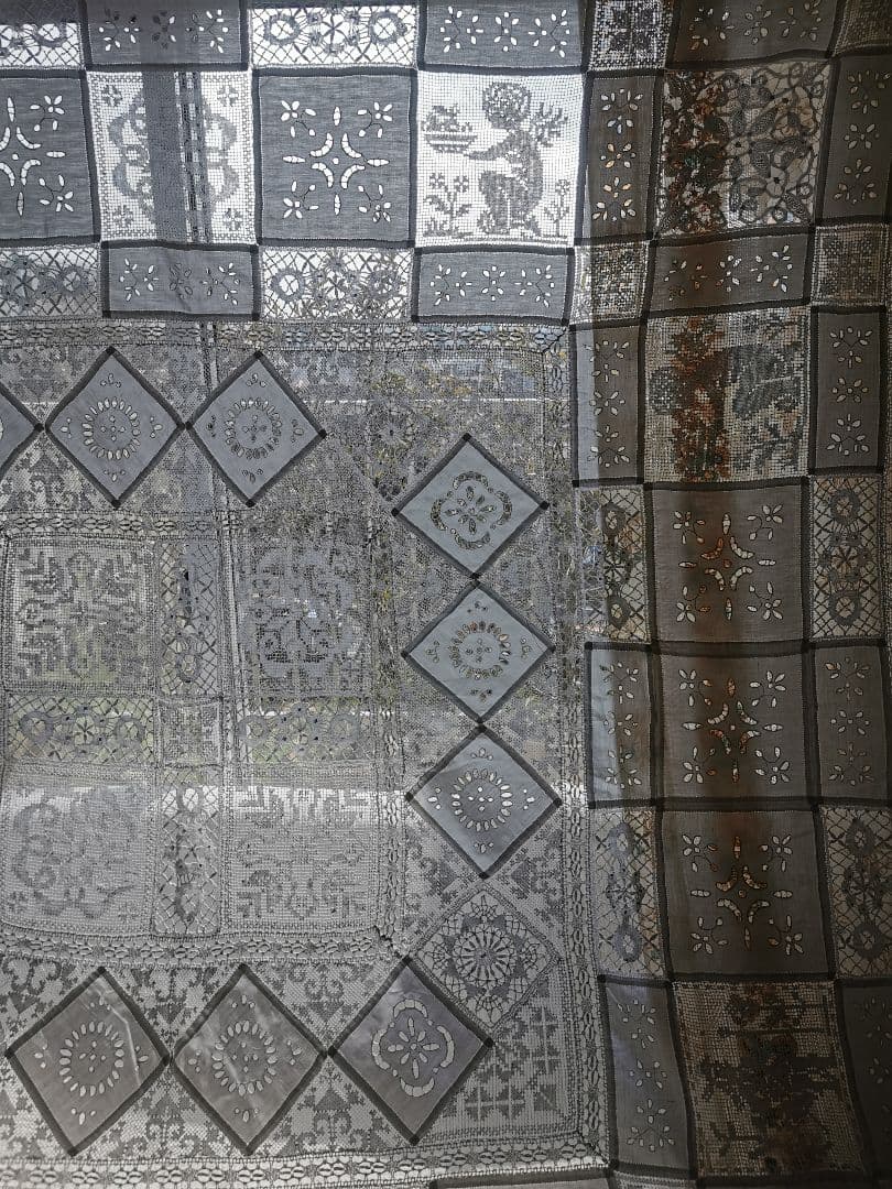 画像追加✛アンティーク 天使騎士フィレレース アイレット パッチワーク大判クロス