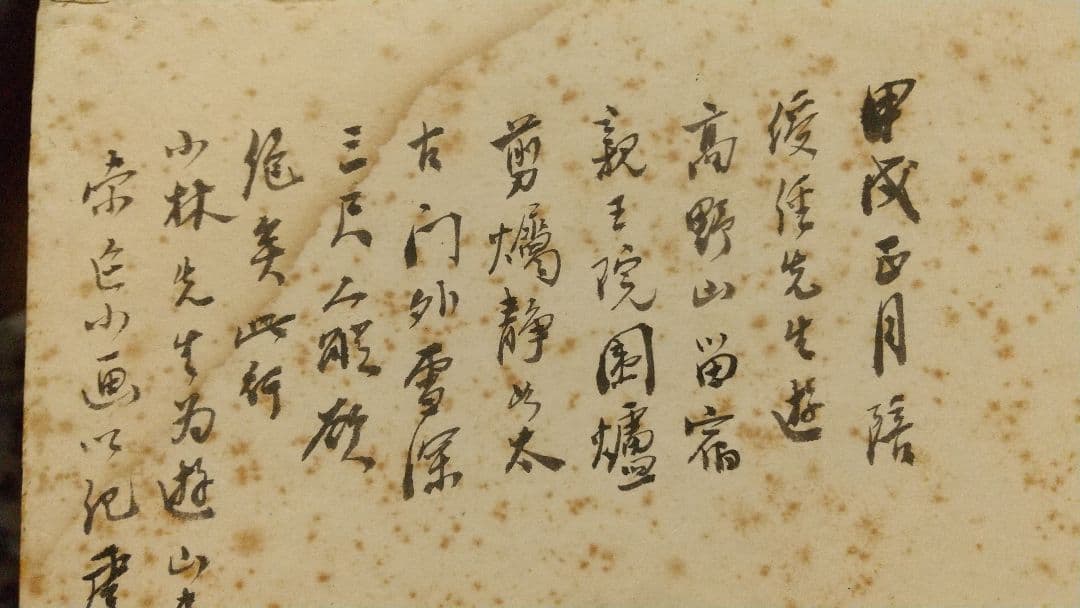 清国 中国 画家 楊无恙 肉筆画讃色紙 しみ目立つ