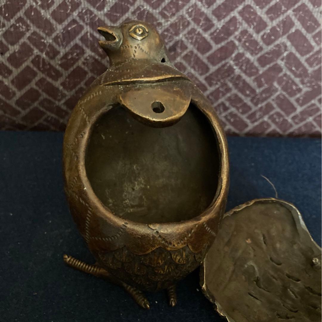 乾隆年製　銅製鶉香炉　唐物