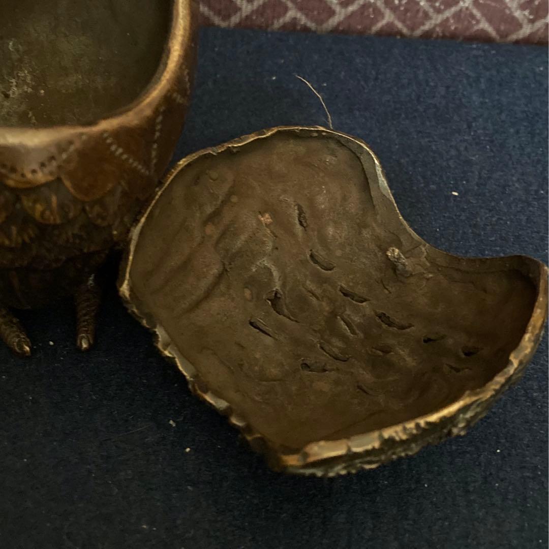 乾隆年製　銅製鶉香炉　唐物