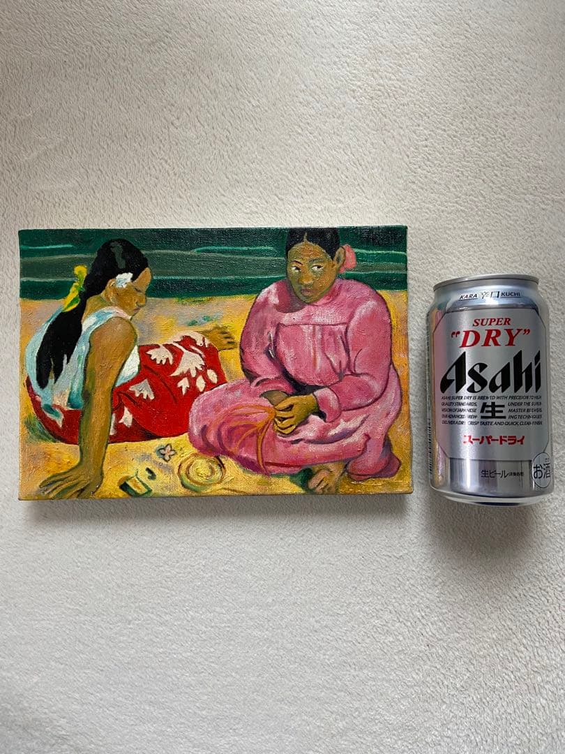 ゴーギャン　肉筆手描きの油絵模写画　浜辺の二人の女