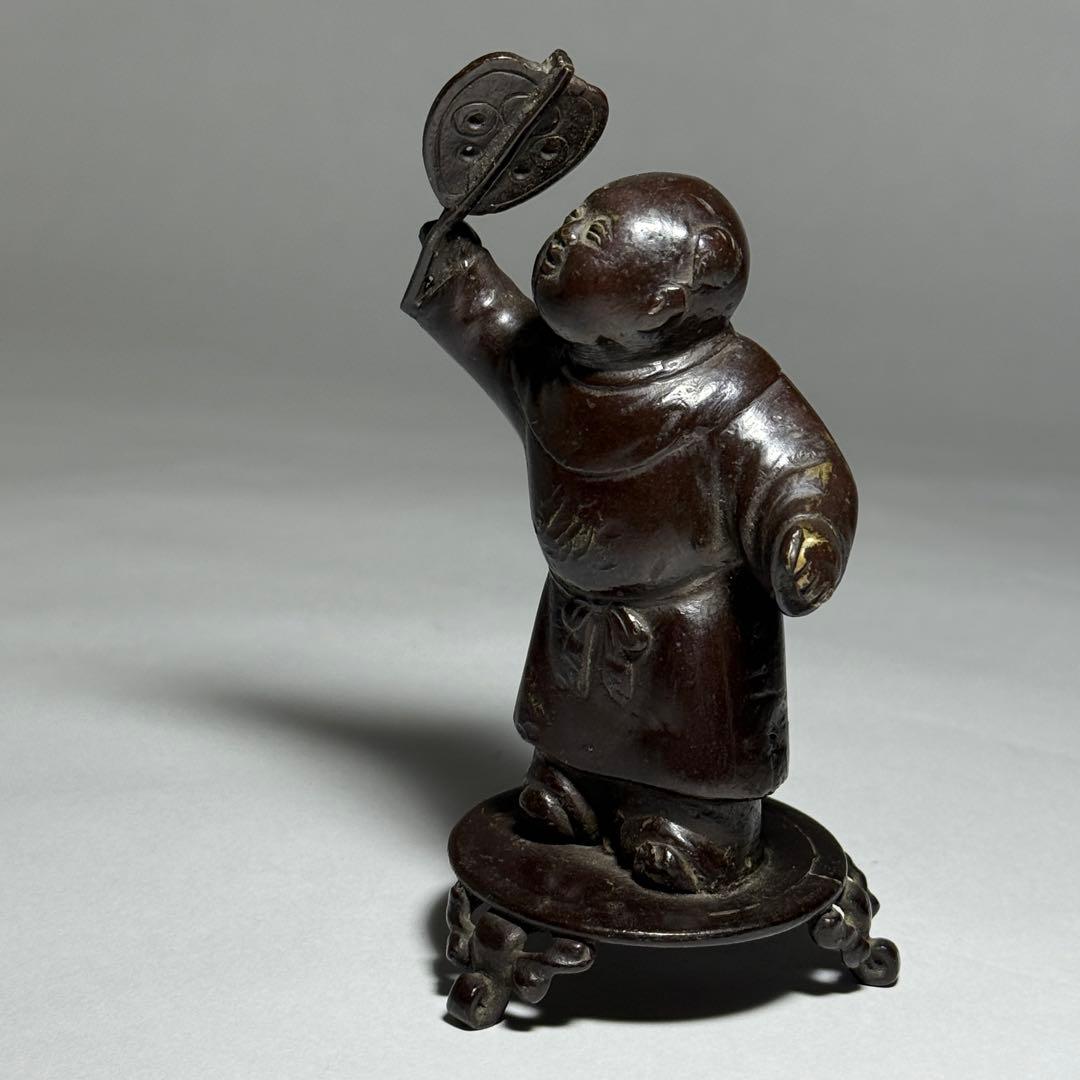 ◆古銅唐子置物 唐銅 江戸幕末〜明治時代◆