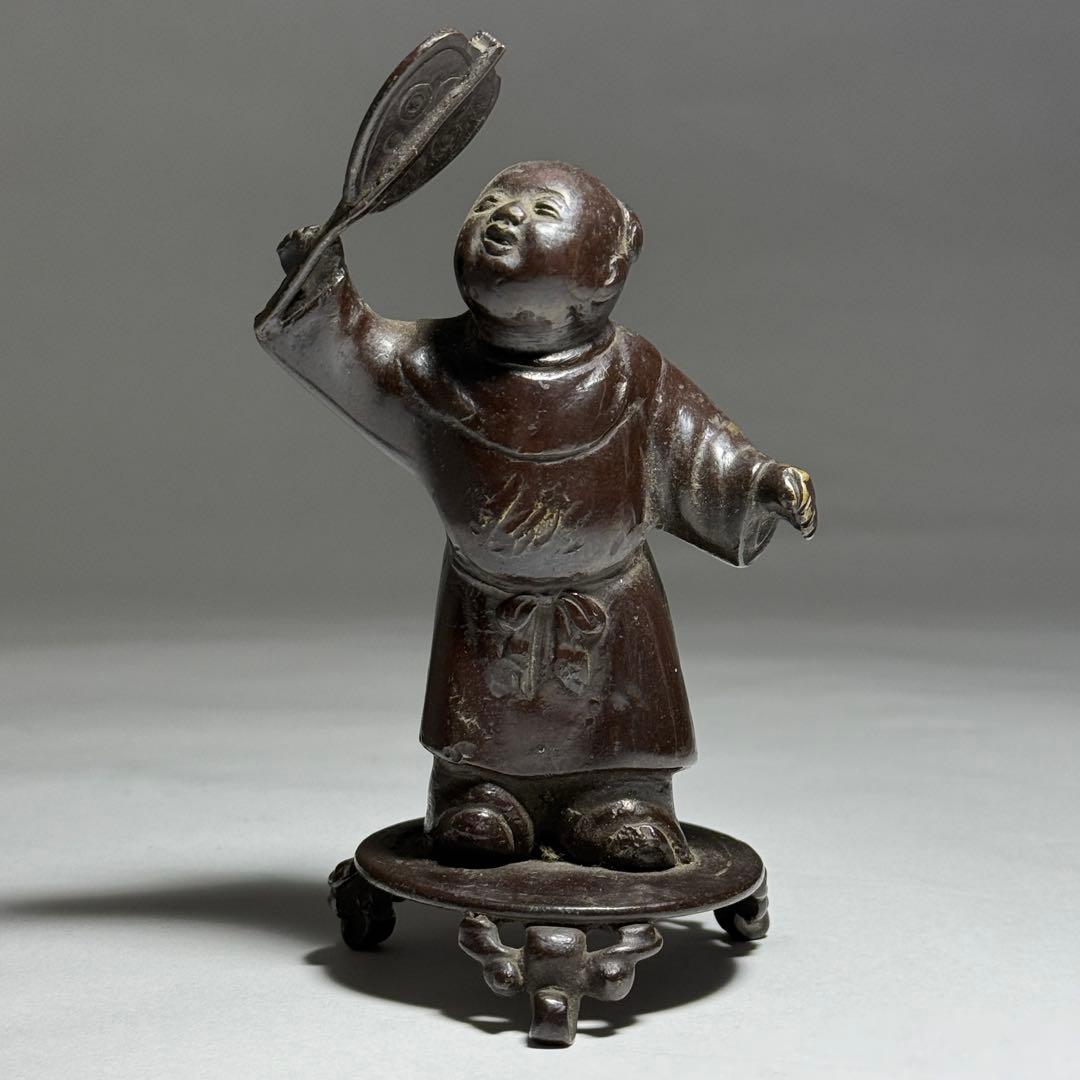 ◆古銅唐子置物 唐銅 江戸幕末〜明治時代◆
