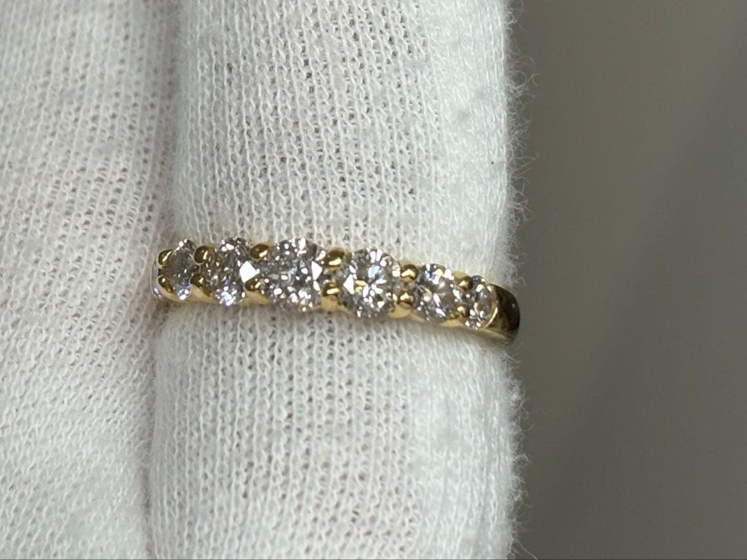 K18YG/ ダイヤリング 1.00ct ハーフエタニティ