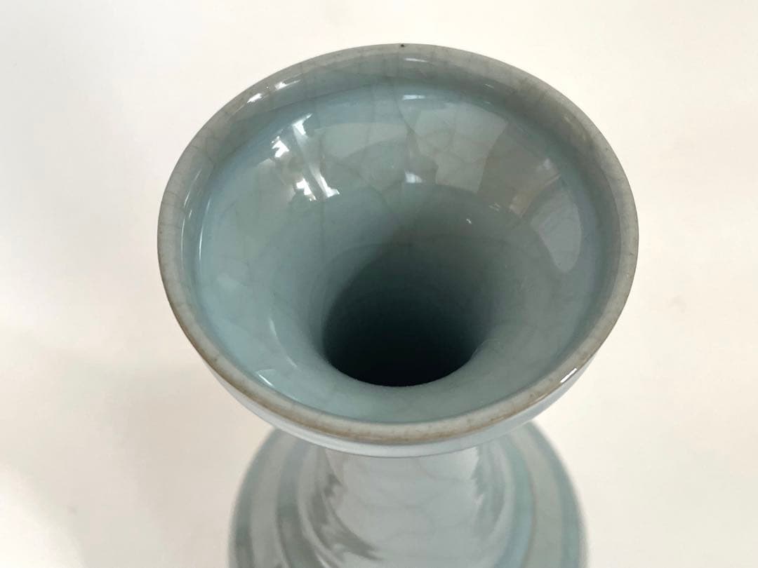 陶芸家　川瀬忍　青磁　花瓶　花入　中国写　中国古陶磁　箱なし