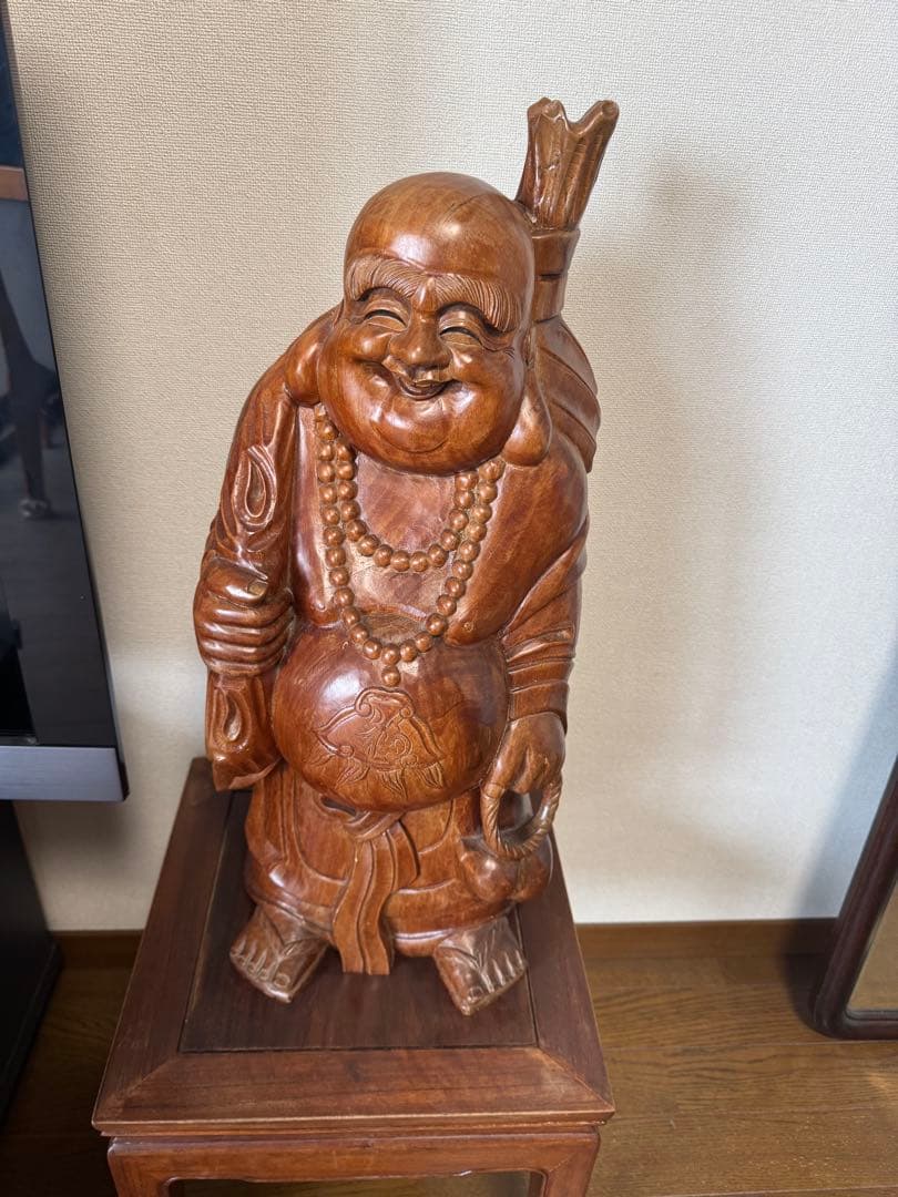 木製 笑顔の仏像 約60cm