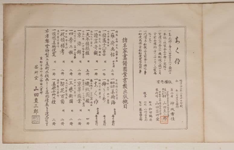 稀ちく佐壹琳派画家神坂雪佳の多色摺木版図案画帖30図案の内25図案入り明治32年