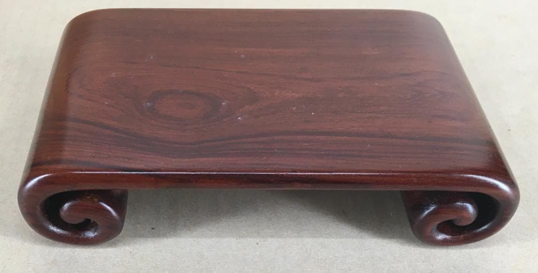 [無垢材]：[平卓・唐木一木彫・紫檀・孔雀杢]／刳り抜き／ズッシリ重い
