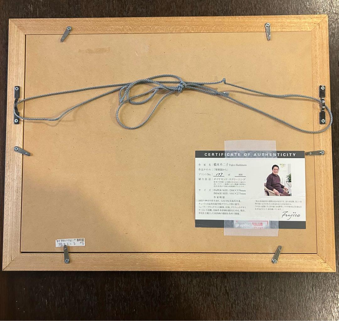 橋本 不二子 限定版画 エディション有り　額縁　ボタニカル　ナチュラル