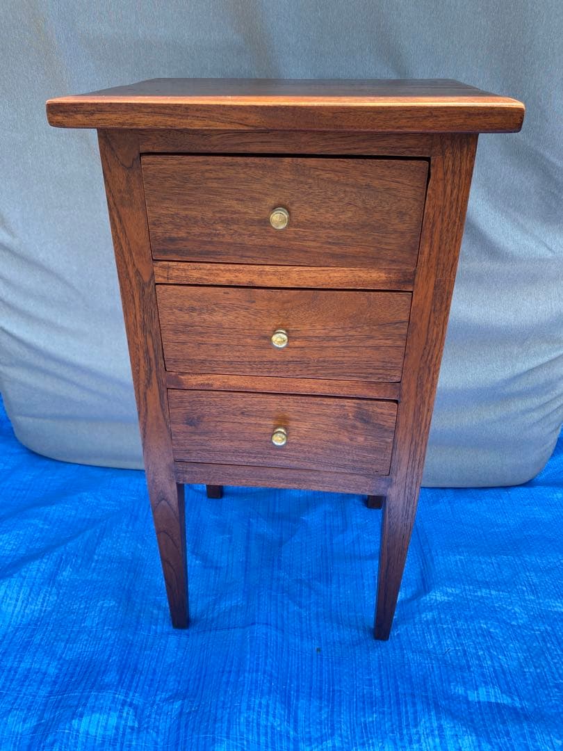 チーク無垢材 アンティーク調 チークスリム　チェスト ナイトテーブル サイド