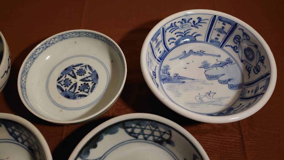 古伊万里　伊万里　青磁　染付　なます皿　江戸期　李朝　蔵出し　５客