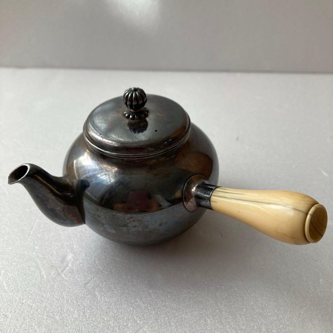 純銀横手急須 純銀急須 銀瓶 菊花摘蓋