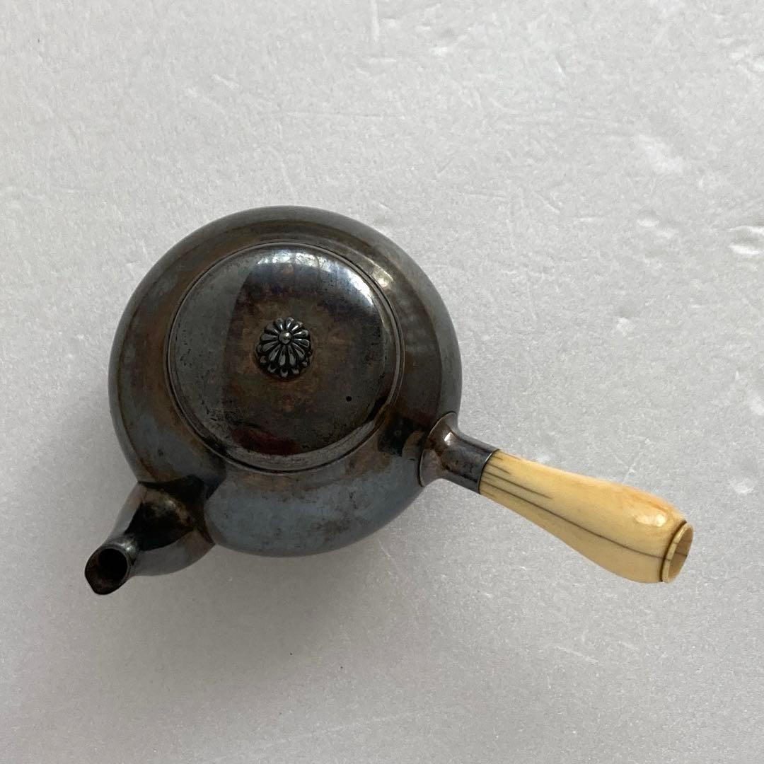 純銀横手急須 純銀急須 銀瓶 菊花摘蓋