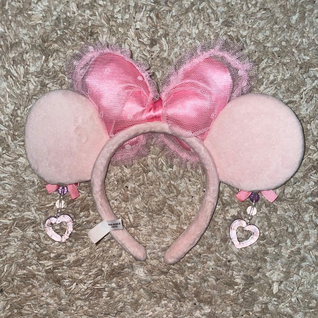 ミニー ディズニー イヤリングカチューシャ ピンク ハート 美品