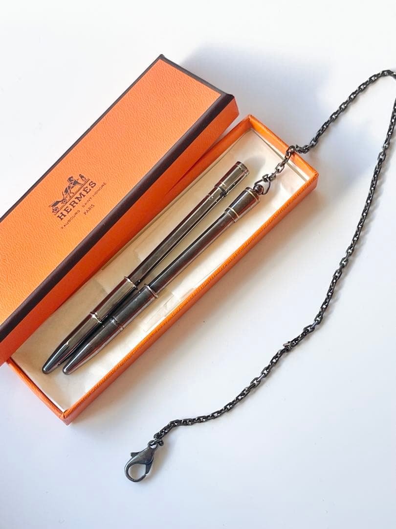 【希少/2本セット】エルメス シルバー925 ボールペン チェーン付 箱付 廃盤