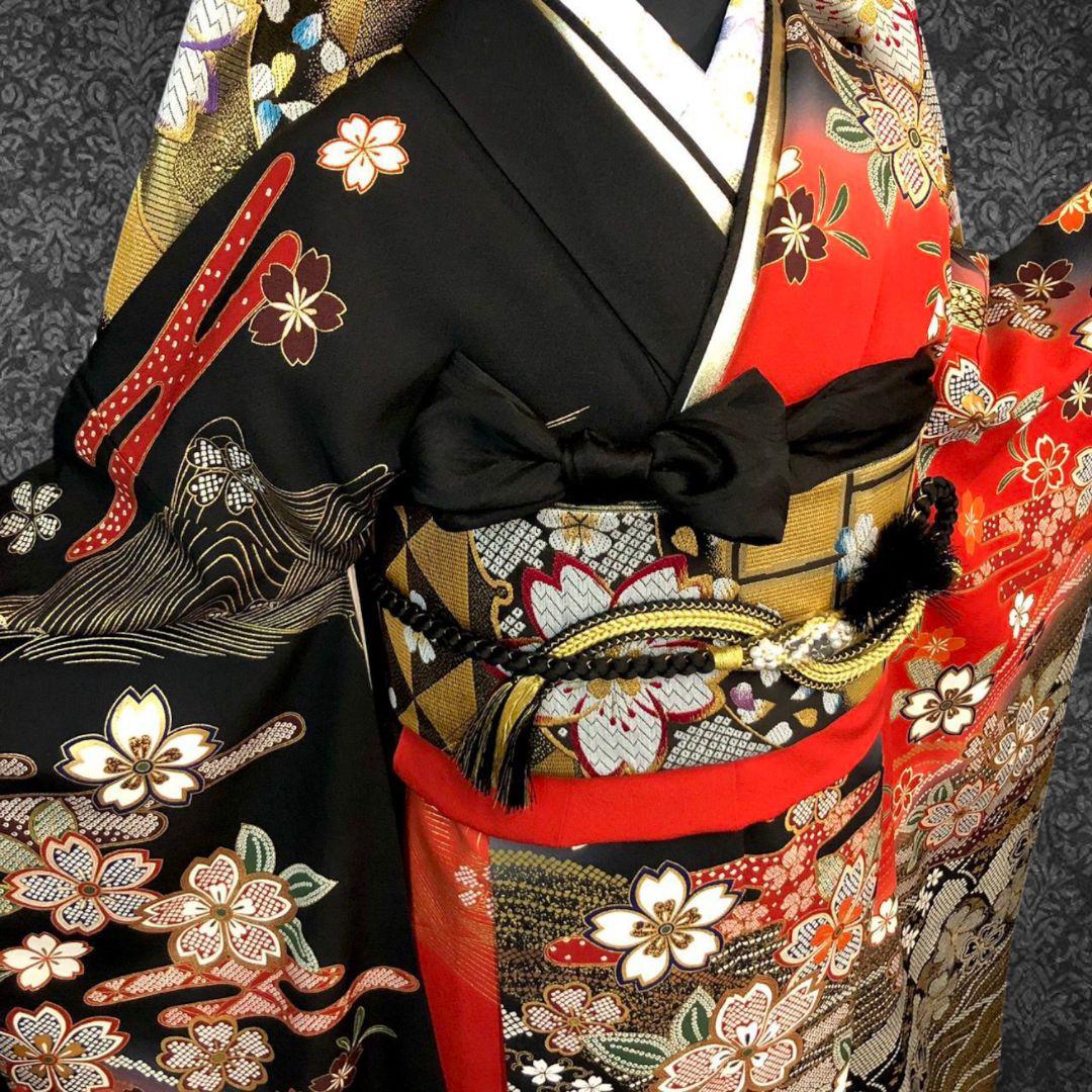 振袖フルセット(7点)・作家物・落款入り・桜尽くし・金彩加工・鹿の子柄