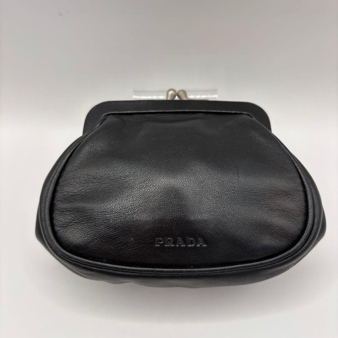 希少品　PRADA ケース　小銭入れ　ポーチ　ブラック　レザー　型押し