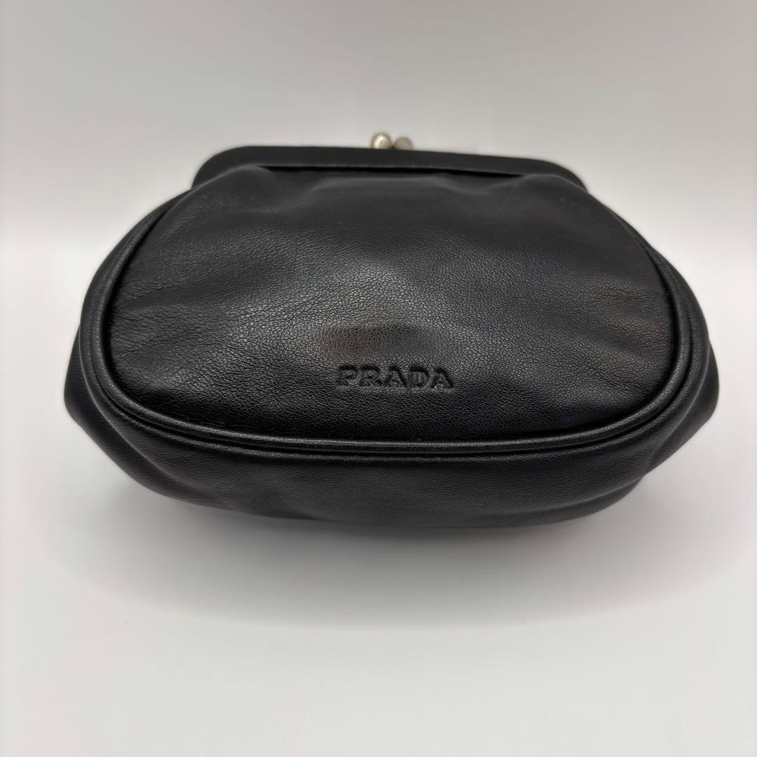 希少品　PRADA ケース　小銭入れ　ポーチ　ブラック　レザー　型押し