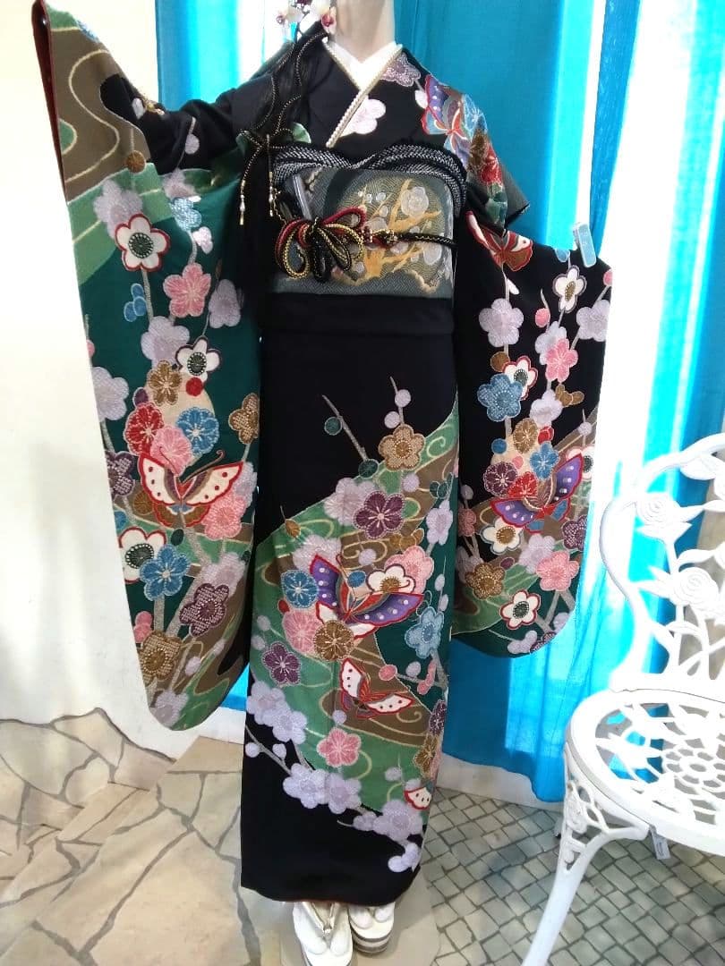 振袖フルセット、正絹絞り、落款、成人式、重ね襟、帯揚げ帯締め、西陣袋帯、襦袢