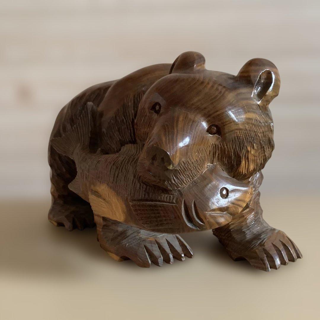 鮭にきちんとアブラビレあり！古民家インテリアにオススメ！昭和時代の木彫りの熊