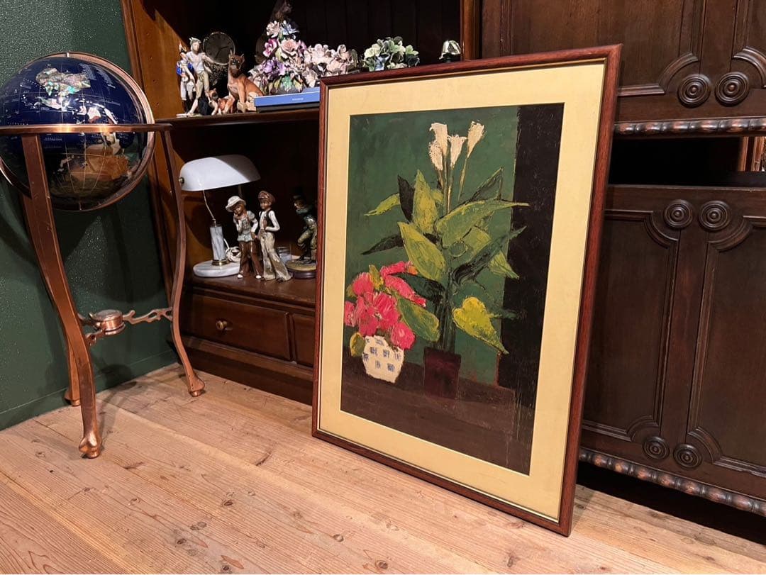 ベルナール カトラン リトグラフ 鉢植えの花 絵画 額縁 アート インテリア