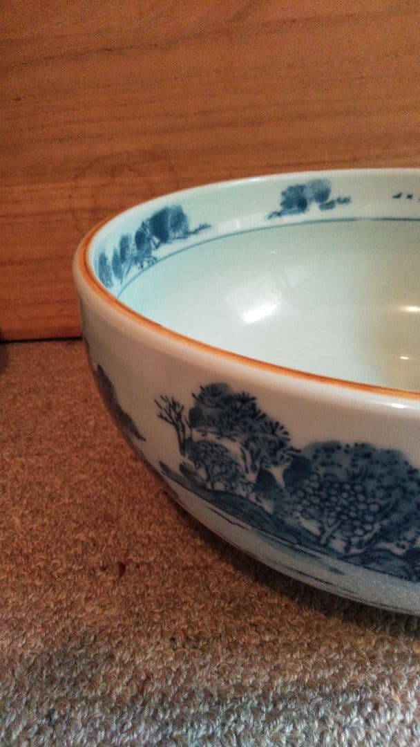 茶道具✩平水指    山水 染付