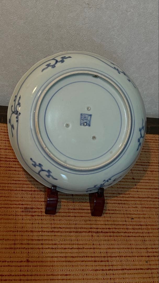 古伊万里　染付花唐草文　柿右衛門手　 輪花皿　古美術　骨董