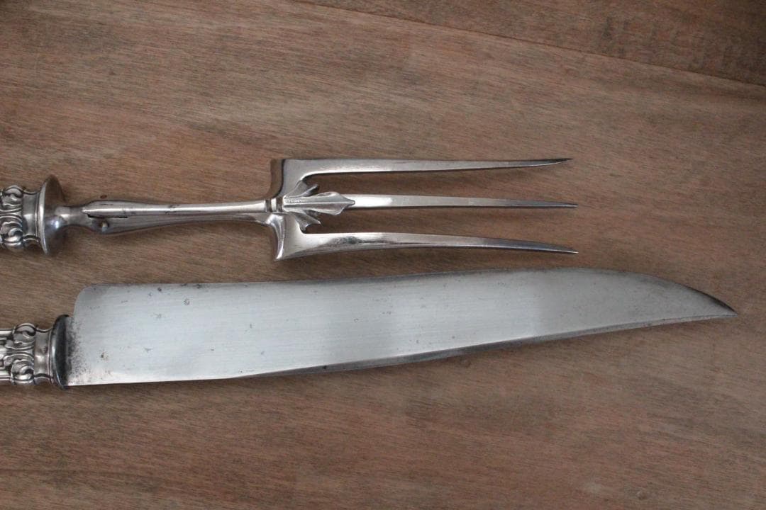 フレンチアンティーク・シルバー大型ナイフ&フォーク2本セット