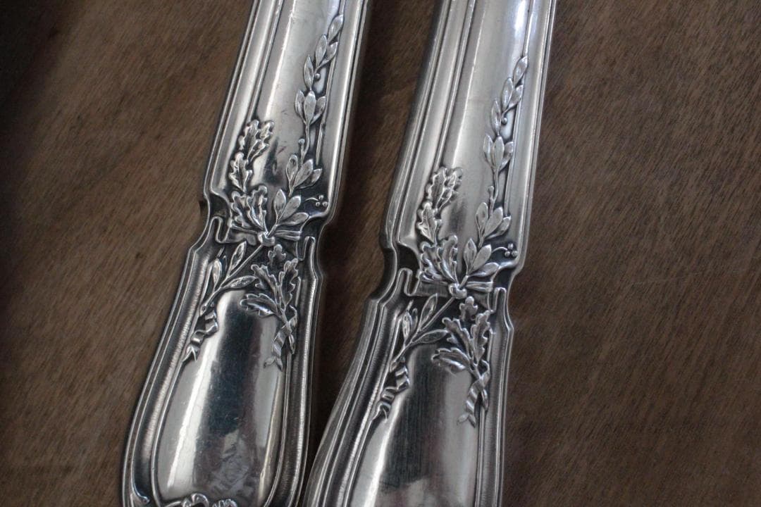 フレンチアンティーク・シルバー大型ナイフ&フォーク2本セット