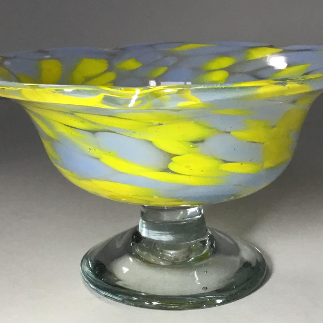 氷コップ◆２色 / グレー黄色◆輪花 戦前 大正ロマン かき氷 アンティーク