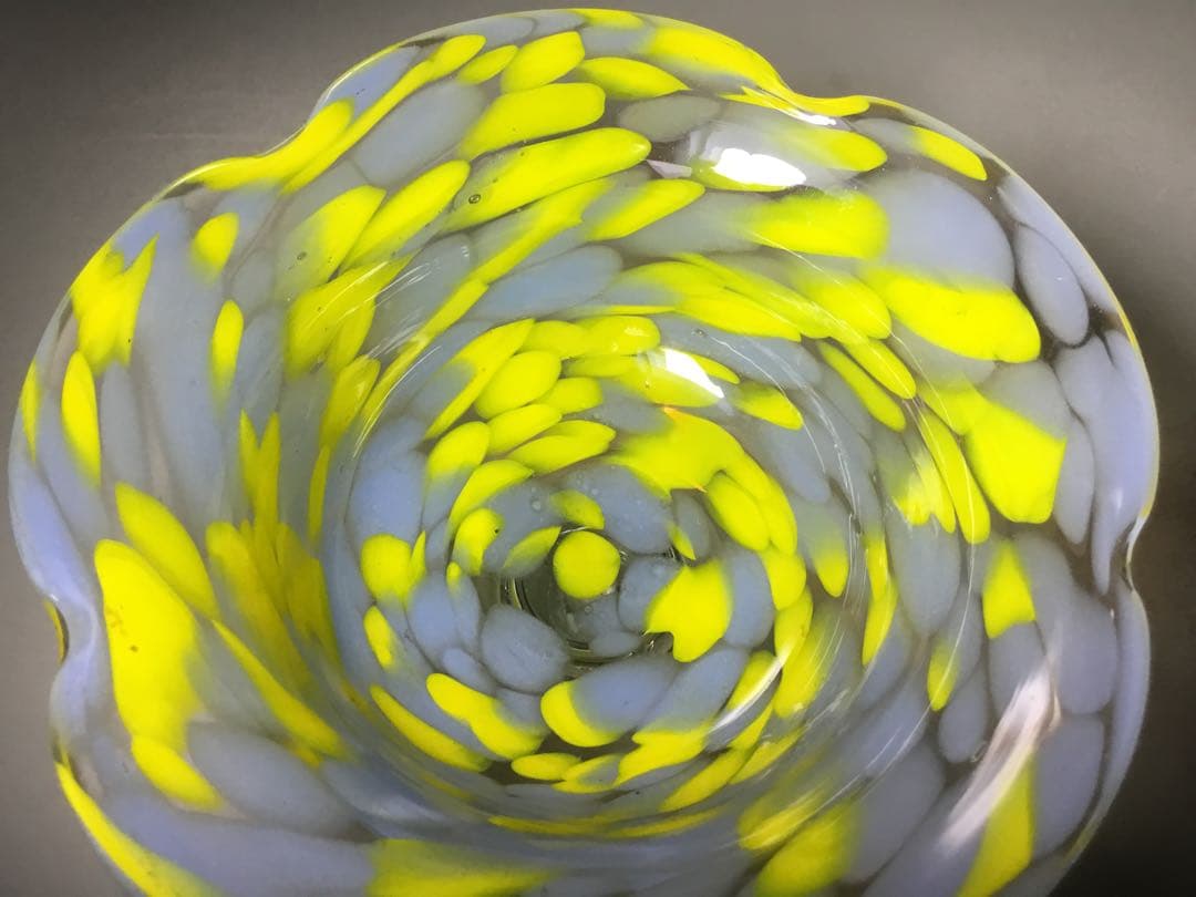 氷コップ◆２色 / グレー黄色◆輪花 戦前 大正ロマン かき氷 アンティーク