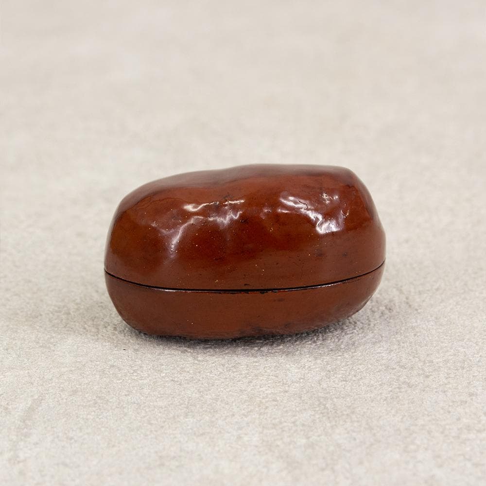 畦地多喜翁 栗 香合 内金 山中塗 香道具 茶道具 共箱