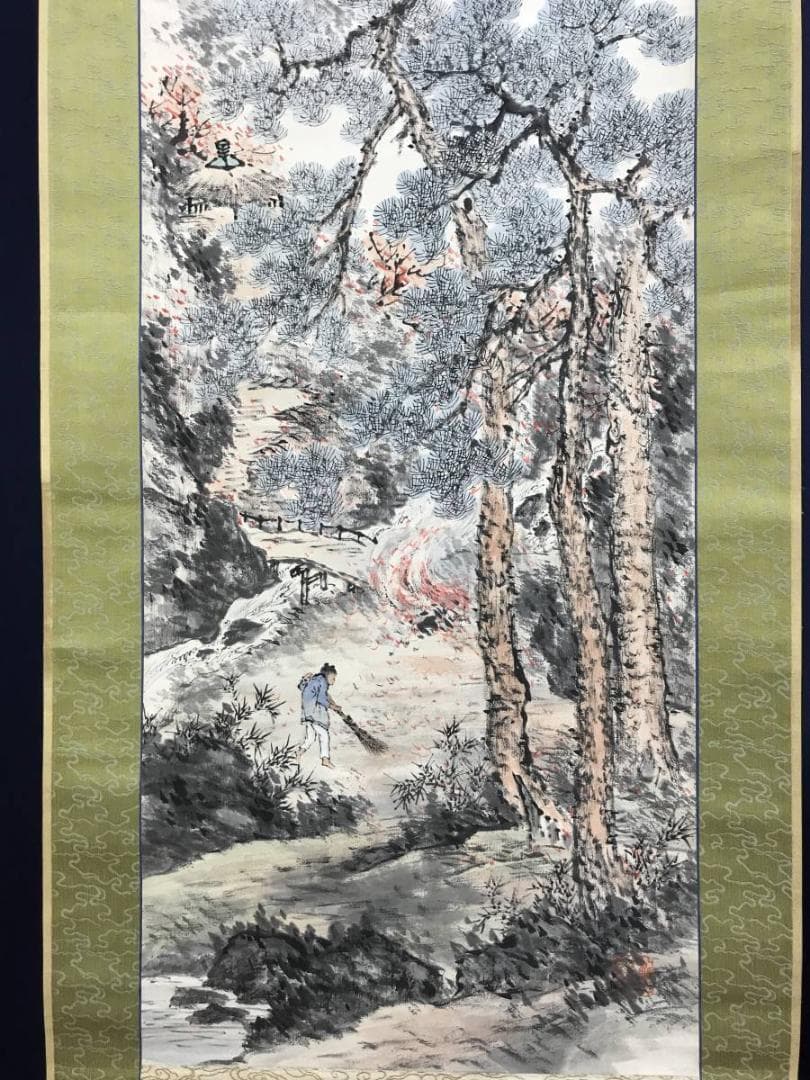 作者不詳/秋景本光城境内図/山水図/人物図/掛軸/名家伝来/AE-157