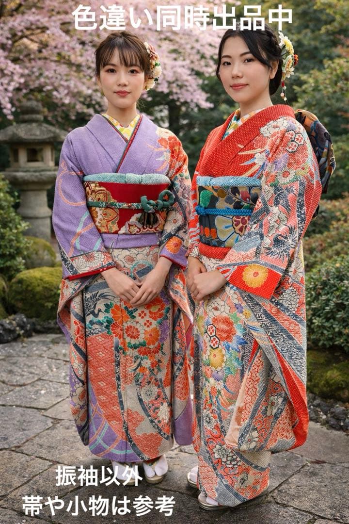 専用【逸品】藤娘きぬたや　総絞り　振袖　藤色　裄68 長襦袢　刺繍半襟付き