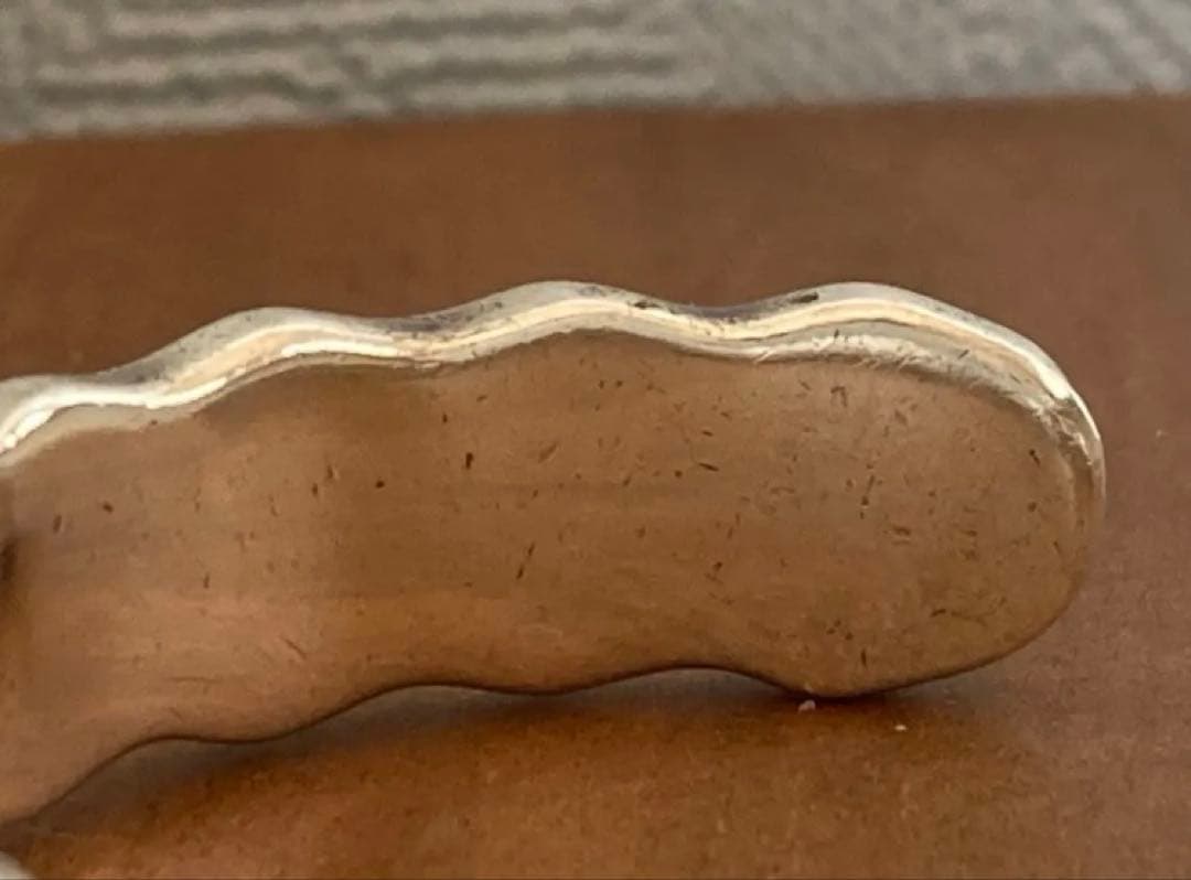 90sシルバーバングル｜925刻印×刻印×金のポイント｜インディアンジュエリー風