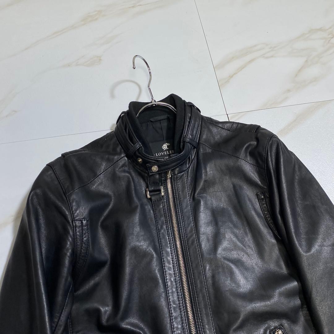 希少⭐︎ラブレス ラムスキン 羊革シングルライダースジャケット 裏地モノグラム