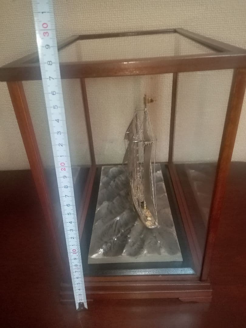武比古作 SILVER 970 銀製ヨット 置物 ガラスケース付き シルバー製