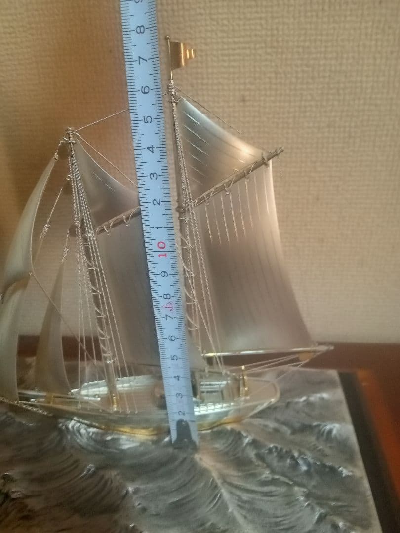 武比古作 SILVER 970 銀製ヨット 置物 ガラスケース付き シルバー製