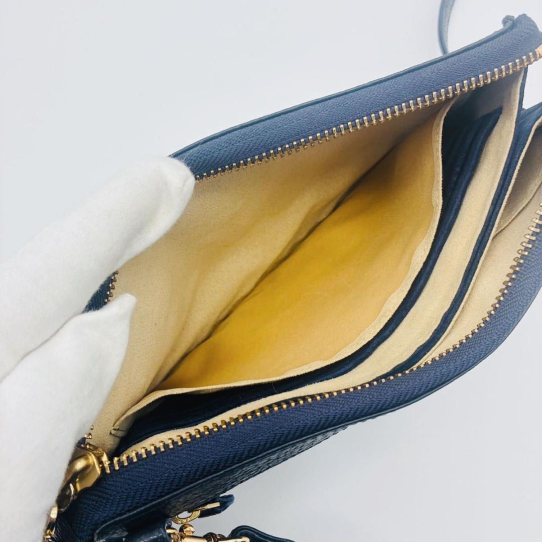 【美品】 ATAO アタオ オフィスブーブー ショルダーバッグ シボ革 ネイビー