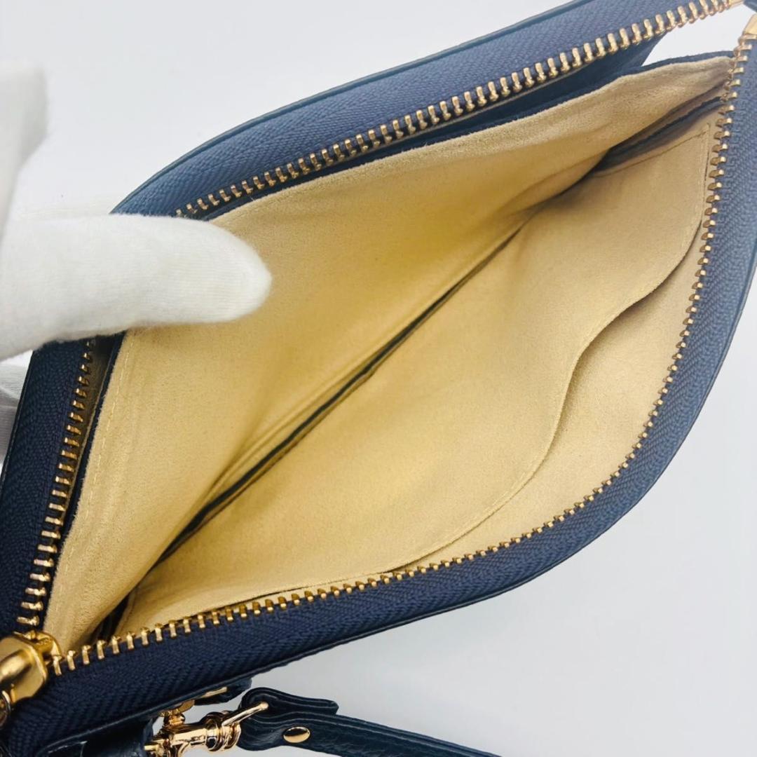 【美品】 ATAO アタオ オフィスブーブー ショルダーバッグ シボ革 ネイビー