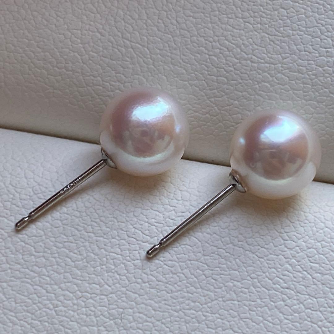 1972 pt900❣️あこや真珠 7-7.5mm ピアス Aly手作