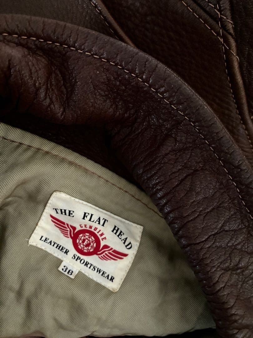 m！フラットヘッド ディアスキン 鹿革 ライダースジャケット