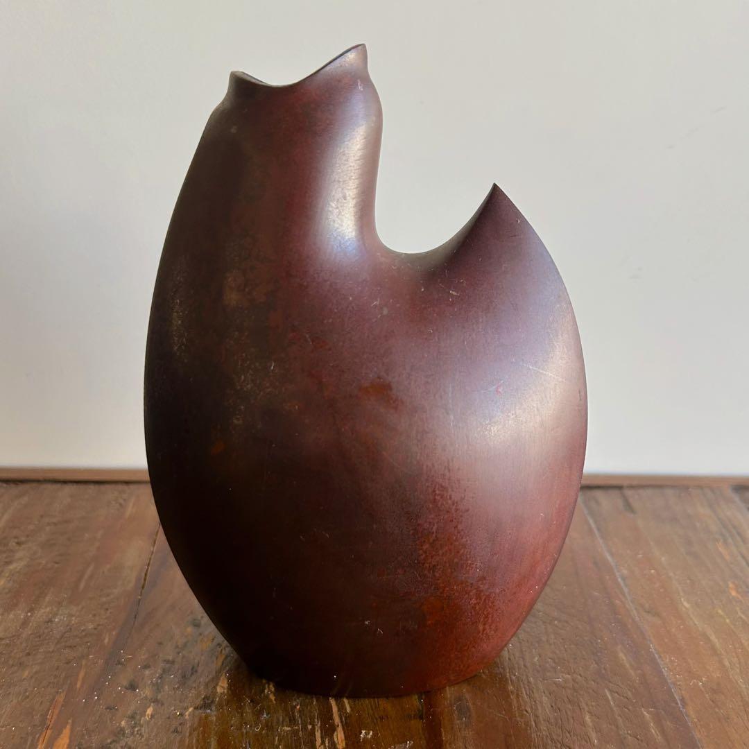 中島保美 鋳銅 雛花瓶 骨董 古美術 花瓶 作家物